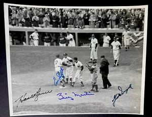 1956 World Series Original Signed Photo BILLY MARTIN ENOS SLAUGHTER HANK BAUER - Picture 1 of 3