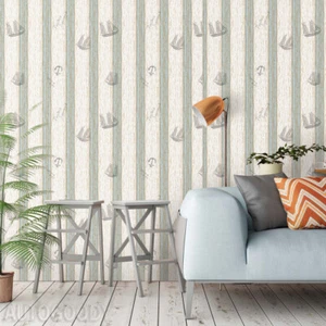 3D Rustic Wood Wallpaper Vintage Vinyl Film Peel-and-Stick Green White Stripe - Picture 1 of 10