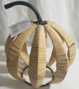 Decorative Wire & Wicker Candle Cover Pumpkin Fall Decor 7.5" Dia. x 8.75" Tall - Picture 1 of 7