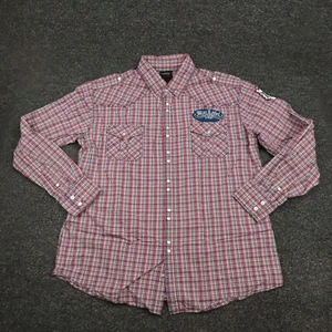 Blac Label Shirt Adult 2XL Red & Black Plaid Snap Button Up Long Sleeve Mens - Picture 1 of 8