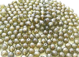 100 Pcs 4mm Czech Fire Polished Faceted Glass Beads - LUMI GREEN - Picture 1 of 2