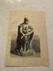 KP100) La joven madre escultura por Charles Auguste Fraikin 1877 grabado - Imagen 1 de 1