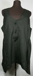 Nomadic Traders Black Tunic Vest Buttons V Neck Asymmetric Hem Pockets Sz Med - Picture 1 of 12