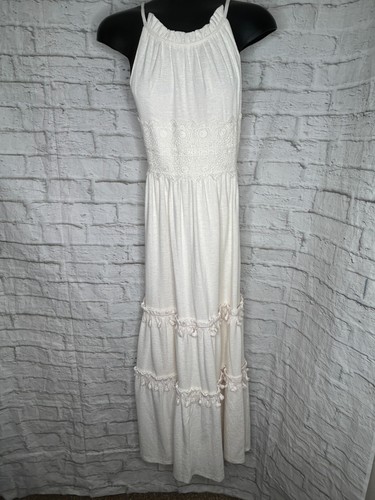 OFF WHITE Maxi Abito Curations Off White Bordo in Pizzo M Nuovo Boho Party