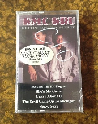 K.M.C. KRU "Gettin' Smooth With It"  CASSETTE TAPE NEW/PROMO STICKER [1990] - Image 1 of 3