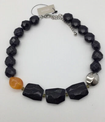 CHICO'S 橙色/银色/金色宝石色项链全新无标签 — 第 1/2 张图片