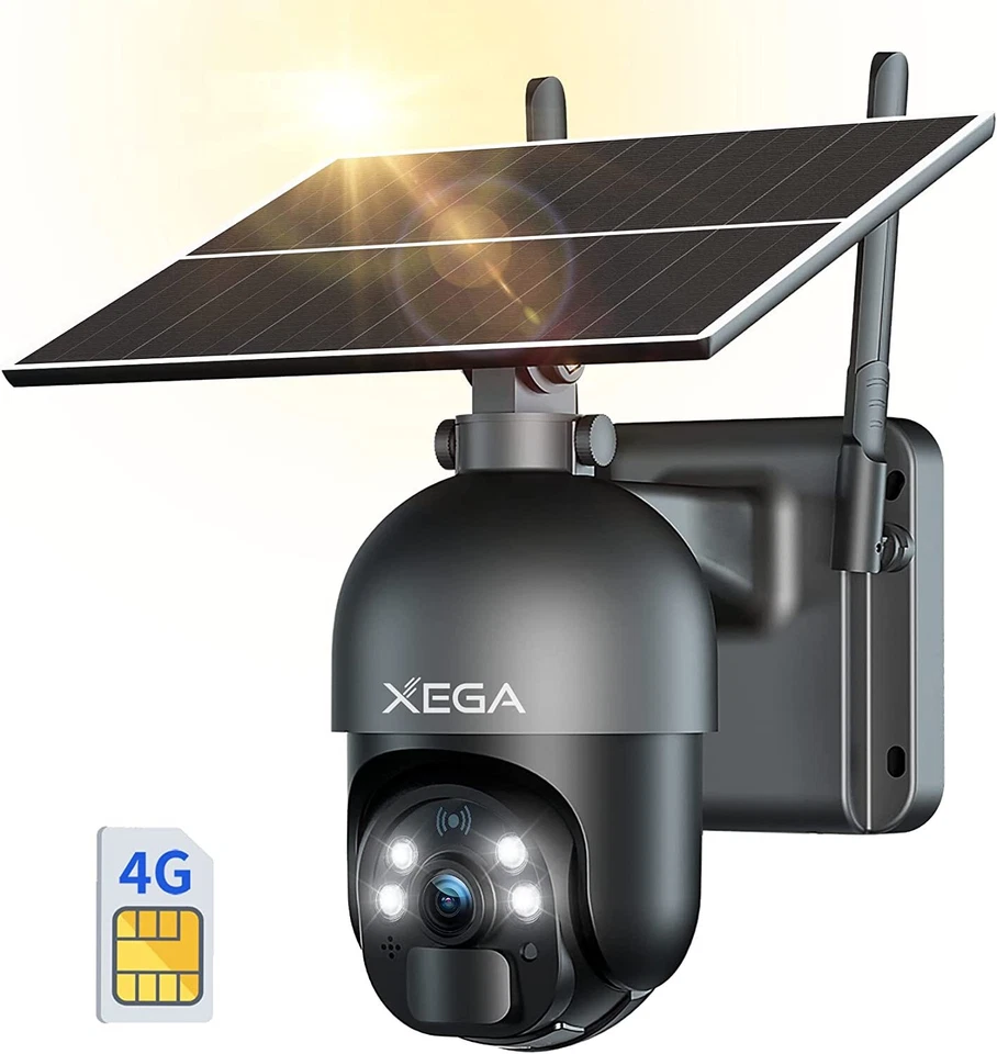 Xega 4G LTE Cellular PTZ Solar Security Camera Outdoor 360° Wireless Solar Cam - Image 1 of 4
