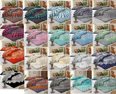 Bed Cover Pillowcase Set Indian Mandala Bohemian Bedding Quality Cotton Rich - image 1 of 4
