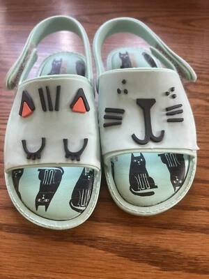 Mini Melissa Mint Green Cat Face Sandals Mia Fabula Size 10 - Image 1 of 4