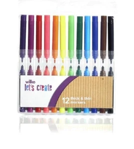 Wilko Lets Create 12 dicke & dünne Marker - Bild 1 von 6