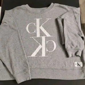 Calvin Klein CK Logo Sweater Woman's Size Large Grey Sweatshirt - Picture 1 of 7