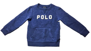 youth POLO Ralph Lauren crewneck Sweatshirt kangaroo Pocket logo Blue size 5 - Picture 1 of 3