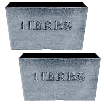 Grey Herb Planter with Drainage Rectangular Plant Pot 5.2L Multi Packs - Image 1 of 4