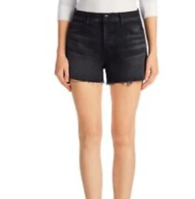 Pantalón corto de tiro alto Gracie para mujer marca J con dobladillo crudo en negro discreto talla 23 Foto 1 de 4