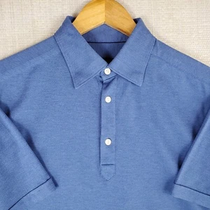 ETON SWEDEN Mens Size Large Polo Sport Shirt Pique Cotton Blue Short Sleeves - Picture 1 of 17