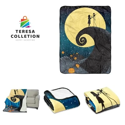 Manta Sherpa Pesadilla Antes de Navidad Tacto de Seda, 60" x 80", Estrellada... Foto 1 de 4