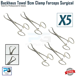 Pinzas de abrazadera de toalla Backhaus 9 cm alicates hemostáticos pinzas quirúrgicas veterinarias X5 - Imagen 1 de 8