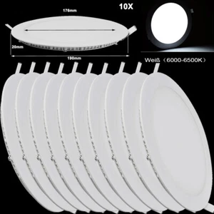 10X 15W Panel LED Lámpara Ultraslim Lámpara empotrada Lámpara de techo Blanco frío Redondo - Imagen 1 de 10