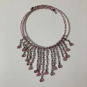 Rosa weiß Halsband Halsband Latz Quaste Träne Tropfen baumeln Samen Perlen Halskette böhmisch - Bild 1 von 3