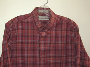 Nordstrom Mens Large Red Plaid Smart Care Wrinkle Free Regular L/S Button Shirt - Picture 1 of 10