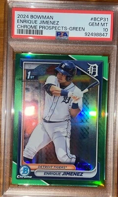 2024 Bowman Chrome Green Ref Enrique Jimenez RC /99 PSA 10 GEM MINT Tigers - Image 1 of 4