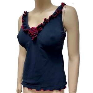 Neu mit Etikett Profile by Gottex Tankini-Oberteil nur 6 eingebaute BH schwarz/rot Rüsche - Bild 1 von 5