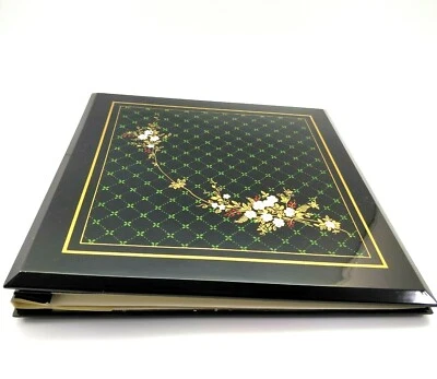 Álbum de fotos vintage de Japón flores silvestres lacado negro SIN PÁGINAS Foto 1 de 4