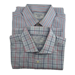 Camisa de vestir Charles Tyrwitt London talla 16.5 36 calce ajustado cuantía de 2 rayas a cuadros - Imagen 1 de 16