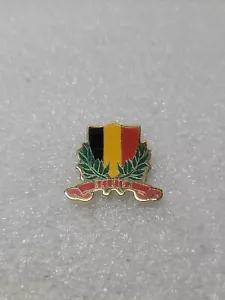 Bandera de escudo de bandera de Bélgica esmalte alfiler pan pancarta de un solo poste embrague trasero tonificado dorado - Imagen 1 de 5