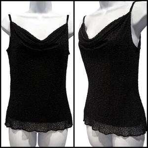 VTG Stenay Silk Beaded Camisole Top Cowl Neck Whimsigoth Y2K 90s Black Size S - Picture 1 of 12