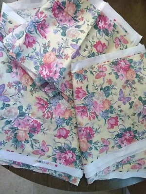 Floral & Butterfly Vintage Fabric Concord Fabrics Sharon Kessler USA Long Strips - Image 1 of 4