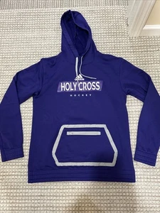 Adidas Holy Cross Crusaders NCAA Hockey Aeroready Hoodie Purple Medium EUC - Picture 1 of 12