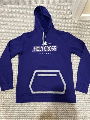 Adidas Holy Cross Crusaders NCAA Hockey Aeroready Sudadera con Capucha Púrpura Mediana Usada en Excelente Condición Foto 1 de 4