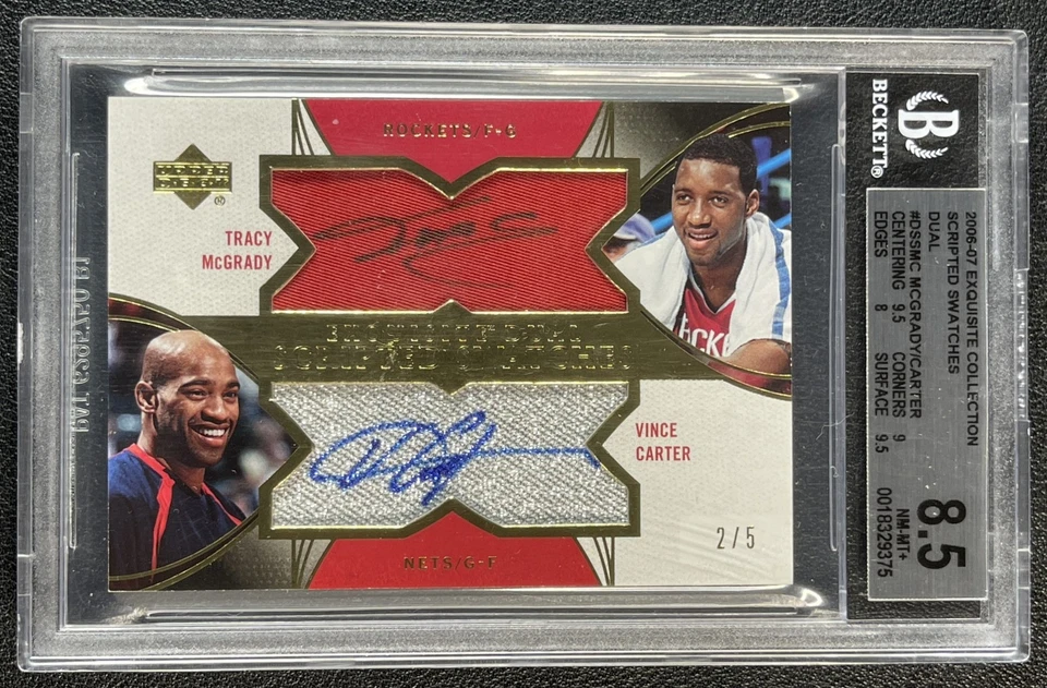 TRACY MCGRADY VINCE CARTER BGS 2006-07 EXQUISITE SCRIPTED SWATCHES PATCH AUTO /5 - Image 1 of 2