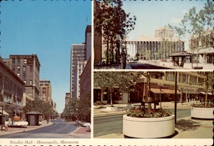 Postcard Nicollet Mall Minneapolis Minnesota Multiview Buildings Road Street - Picture 1 of 2