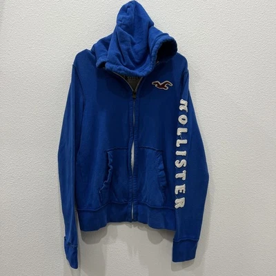 Hollister Y2K Sudadera con Capucha Azul De Colección Para Hombres S Cremallera Completa Manga Explicada Preppy Playa Foto 1 de 4