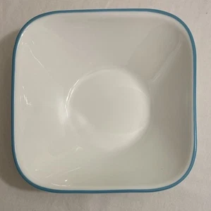Corelle Rain Drops Square Cereal/Soup Bowl-Blue Rim 22oz Replacement Vintage - Picture 1 of 4