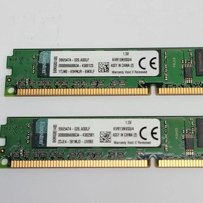 2X 4GB Kingston KVR13N9S8/4 PC3-10600 DDR3-1333 Low Profile DIMM RAM 99U5474 - Image 1 of 4