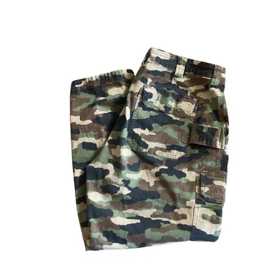 Calça cargo camuflada masculina Duluth Trading Co 44x30 flexível mangueira de incêndio utilitário Gorpcore - Imagem 1 de 4