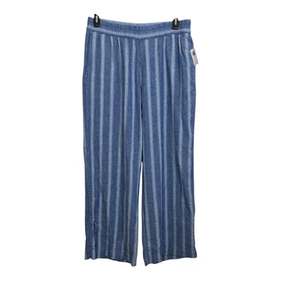 Pantalones antiguos azul marino de talle alto mezcla de lino pierna ancha a rayas azules nuevos con etiquetas grandes boho Foto 1 de 4