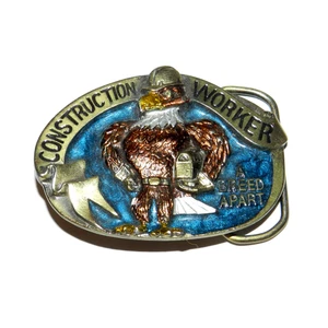 Vtg 1988 Construction Worker A Breed Apart Great American Buckle Company - Picture 1 of 7