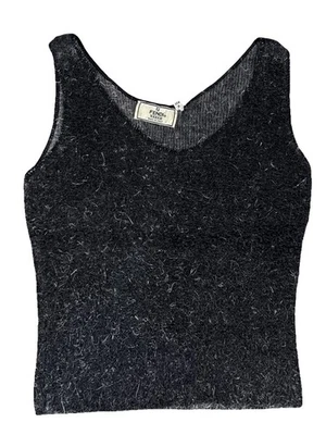 Vintage FENDI Scoop Neck Crop Tank Top Shirt Shiny 3D Polyester Size IT42 US8 - Image 1 of 4