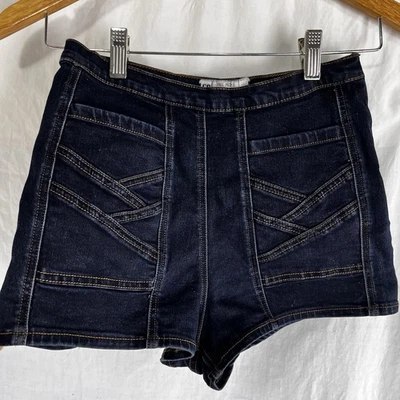 Pantalones Cortos de Jean Free People Radar Love Cintura Alta Azul Oscuro Lavado Denim Talla 27 Foto 1 de 4