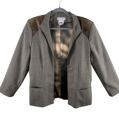 Conjunto de Calças Blazer Harve Benard Esporte Cinza Lã Bolsos de Couro Sintético Tamanho 12 - Imagem 1 de 4