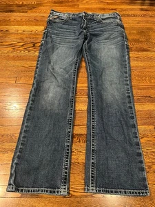Ariat Jeans Men 36x34 (36x33) Blue Slim Straight Cowboy Loop Lock Denim M7 - Picture 1 of 9