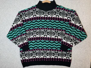 Venezia Sportswear Vintage Geometric Snowflake Nordic Sweater 80s 90s 26/28 - Picture 1 of 7