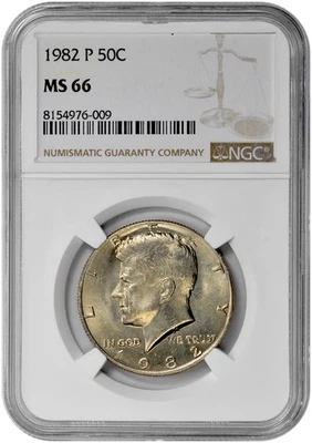 1982 P 50C Kennedy New Holder Half Dollar NGC MS 66 with New Holder - Image 1 of 2