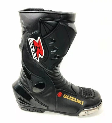 GSXR Suzuki Motorbike Leather Racing Boots Motorcycle Sport Leather Riding Shoes - Image 1 of 2