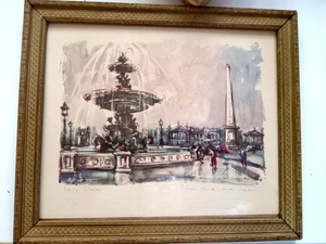 Vintage Art Print Marius Girard Place de la Concorde Paris France - Picture 1 of 17