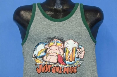 vintage 70s JUST ONE MORE BEER DRINKING IRON ON FUNNY TANK TOP t-shirt SMALL S - Image 1 of 4